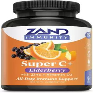 엘더베리가 함유된 Zand 면역 슈퍼 C 하루 종일 지원 1000mg 퓨어웨이C 비타민 플러스 아연 및 D3 흡수력