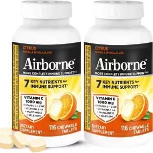 공기 중 1000mg 비타민 C 아연 면역 지원 보충제 씹을 수 있는 정제 강력한 제가 함유된 시트러스 향 A E