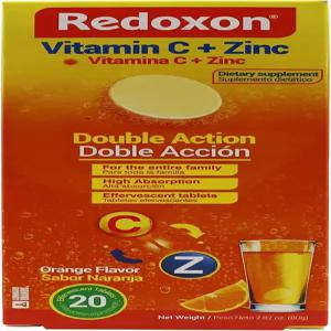 레독슨 비타민 C 아연 C와 발포성 정제 면역 체계 오렌지 향 20개 2.82온스 상자