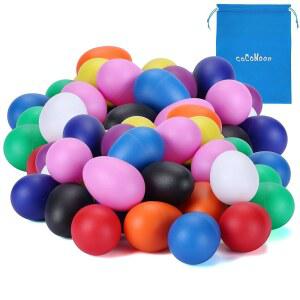 COCOMOON 에그 뮤지컬 학습 파티 셰이커 마라카스 DIY 음악 장난감 달걀 보관 40개 타악기 색상 포함 10가지 악기 페인팅용 부활절 아기용 가방