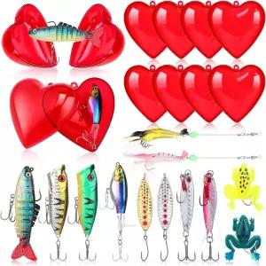 젬스크림 32pcs/16세트 어부용 발렌타인 데이 선물 낚시 미끼 상자 남성 남편 남자 친구 어부 애인