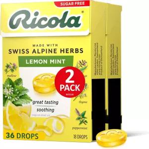 리콜라 무설탕 레몬 민트 여행용 음성 다과 18 CT 박스 2팩