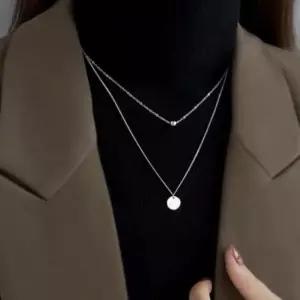 [신세계라이브쇼핑][옷자락] 여성 미니볼 초커 레이어드 동전 실버 목걸이