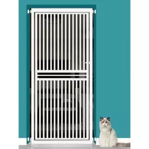 반려견 펜스 안전문 방묘창 베란다 철망 출입문 도어 화이트 높이 80cm (양면 개폐문) 폭 65cm 이내122005