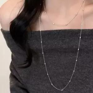 [신세계라이브쇼핑][옷자락] 여성 슬림 비즈 롱 레이어드 스테인리스 목걸이