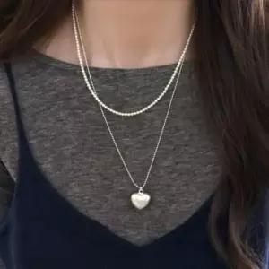 [신세계라이브쇼핑][옷자락] 여성 데이트룩 일상 진주 하트 레이어드 목걸이