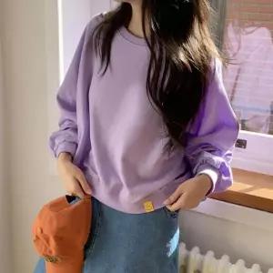 [옷자락]여성 사계절 데일리 루즈핏 면 기본 맨투맨