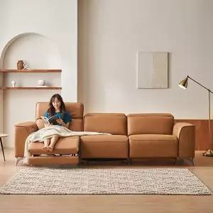 [시트앤모어]헌터 전동 4인용 이태리 천연통가죽 리클라이너소파