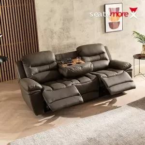 [시트앤모어]마스터스 홈바 3인 All천연통가죽 리클라이너 소파