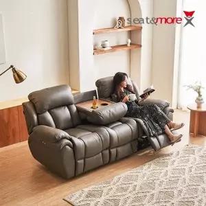 [시트앤모어]몽베르 홈바 1+3인 All천연통가죽 전동 리클라이너 소...