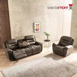 [시트앤모어]마스터스 홈바 1+3인 All천연통가죽 리클라이너 소파