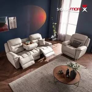 [시트앤모어]클라우드 1+3인 홈바 All천연통가죽 리클라이너소파