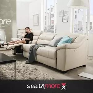 [시트앤모어]칸느 4인 천연통가죽 리클라이너소파