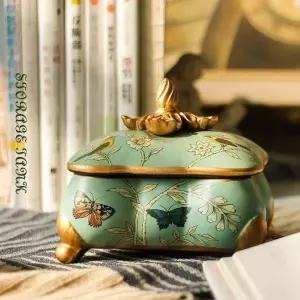 빈티지 라이트 럭셔리 세라믹 데코레이션 티슈 박스 테이블 홀더 거실 티 가정용