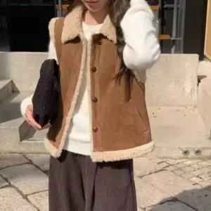 여성 포근한 FW 무스탕 코디 일상 카라 양모 조끼