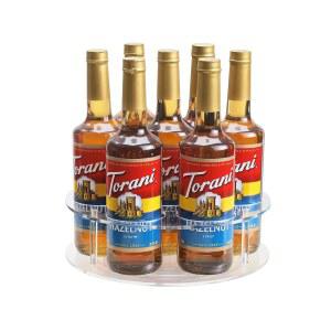 IEEK 대형 스테이션용 디스플레이 방지 7병 턴테이블 패드 미끄럼 시럽 홀더 트레이 아크릴 카운터탑 투명 스탠드 회전 커피 와인 정리함