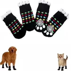 편안한 미끄럼 방지 애완동물 양말 고양이와 개를 위한 발 커버 4개 실내외 사용을 통기성 귀여운 보호대