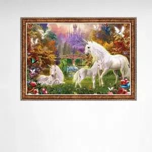그림액자 1000피스 유니콘의 정원 직소퍼즐 앤틱골드액자포함