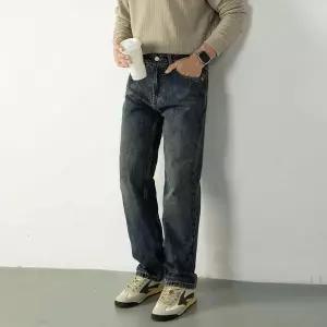 [RIZPICK]WL 화이트블럭9 테이퍼드 세미와이드 편한 워싱 데님청 남성청바지