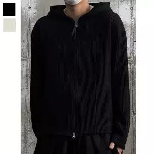 [리빌모아]남자 루프 골지 크롭 후드집업 OF-JUA-377-블랙