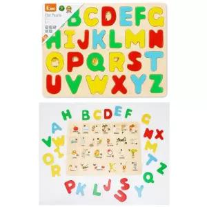 영어단어공부 원목 알파벳퍼즐 밑그림 퍼즐 창의력 교재 교구