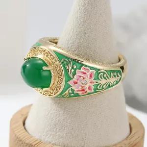 고풍스러운 여성용 보석반지 에나멜 꽃 디자인 럭셔리 웨딩 주얼리 에메랄드 스타일 30대 20대 큐빅 원석반지