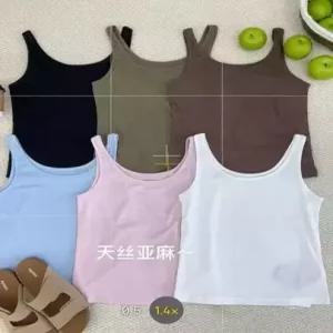 볼사스 여자 여름 캐주얼 민소매 탑 린넨 조끼 나시 ADOR2