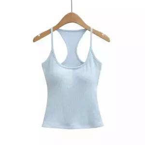 볼사스 여성용 캐주얼 여름 조끼 스판 헤링본 나시 슬림핏 패드 상의 ADOR2