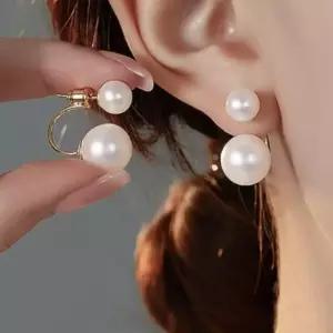 더블 진주 귀걸이 앞뒤 구조 연출 드롭 이어링 디자인