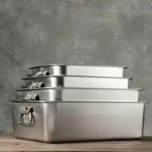 손잡이 바트 대형 스텐사각통 뚜껑 특대형 업소용바트 반찬 스테인리스 밧드