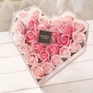 하트 장미 플라워박스 핑크 비누꽃 장식꽃 선물용