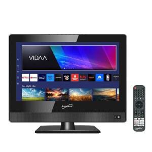 초음속 SC 1520VTV 15 6인치 스마트 AC/ LED TV VIDAA 1080p WiFi 내장 스피커 USB 3배 HD ARC 주방용 RV 보트 트럭 놀이방 룸 리모컨 카코드 블랙