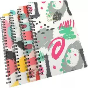 4팩 A5 나선형 노트북 저널 와이어바운드 규칙 스케치북 메모장 다이어리 메모 플래너 사이즈(8.3X5.7) 및