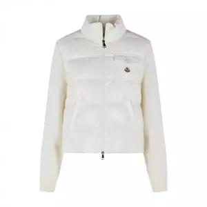 [몽클레어]26SS 로고 패치 믹스 니트 패딩자켓 화이트 9B000 23 M7774 034