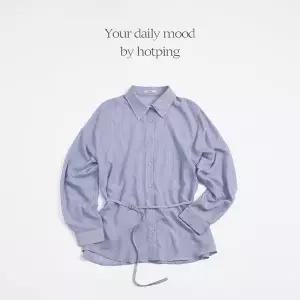 핫핑 [하객룩/여리핏] 라이크미 루즈핏 벨티드 시스루 셔츠블라우스