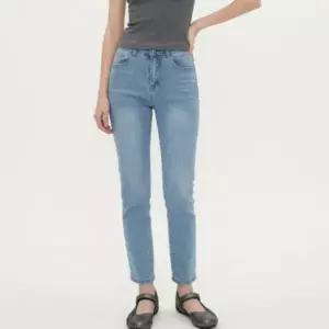 여성 H라인 고무줄 신축성 슬림 하이웨스트 청바지