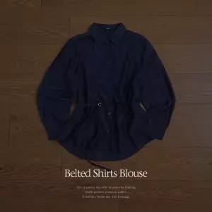 핫핑 [텐셀90/라이크실크] 헤더븐 루즈핏 벨티드 시스루 셔츠블라우스