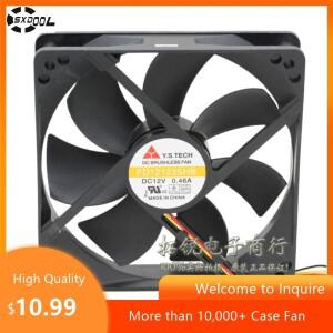 Y.S. Tech FD12125HB 냉각 선풍기, PC, 서버, 캐비닛용, 고성능, 안정적인 기류, 120mm 12025, 12V, 0.46A