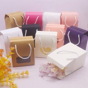 10PCS 블랙 화이트 퍼플 상자 크래프트 운반 종이 선물 종이 핑크