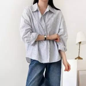[신세계라이브쇼핑][옷자락] 여성용 봄여름 경량 면 스트라이프 롱슬리브 셔츠