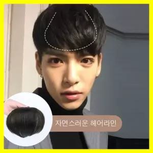 부분가발 남성용 앞머리 남자 머리숱 적은 고민 앞부분 인조 고열사 자연스러운 붙임머리 똑딱이 내츄럴함