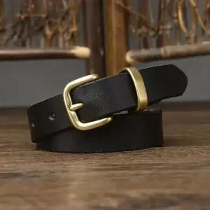 소가죽 고품질 정품 가죽 얇은 벨트 브랜드 황동 버클