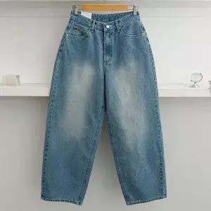 [하프클럽/다잇템]여성 하이웨스트 단가라 빅사이즈 워싱 청바지
