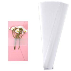 100개의 투명 초대장 밴드, 결혼식 초대장 액세서리 벨룸 종이 벨리 밴드, 5x7 초대장 우아한 랩 오버레이 선물 포장 라인 감사합니다. 노트