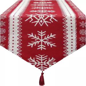 축제 및 일상 사용을 위한 코튼 블렌드 농가 테이블 러너 72인치 길이의 태슬이 달린 홈 데코 커피 디너