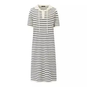 [하프클럽/나인식스뉴욕]후드 반버튼 단가라 반팔 롱 니트 원피스 (NQ2OW009L0)