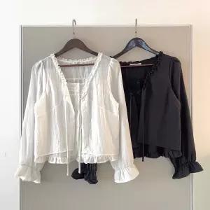 [옷자락] 여성 벚꽃 패턴 프릴 리본 레이스 레이어드 면 셔츠