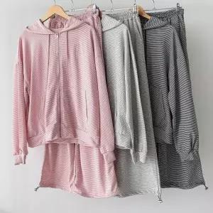 [다잇템] 여성 빅사이즈 팬츠 집업 단가라 후디 세트