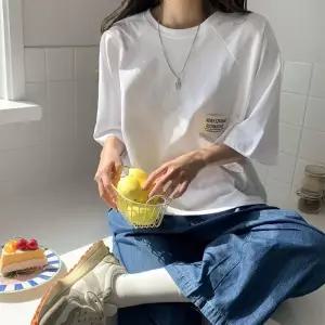 [다잇템] 여성 주머니 라글란 일상 필기체 빅사이즈 반팔티