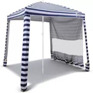 Jihfmo 8x8피트 대형 비치 카바나 텐트 UPF 100 가족용 방풍 햇빛 쉼터 - 64제곱피트 그늘막 캐노피 모래